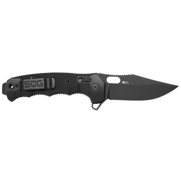 S.O.G SOG12210257 Seal XR 3.90" Folding Clip Point Plain Black Cerakote S35VN SS Blade Black/GRN Handle Includes Belt Clip