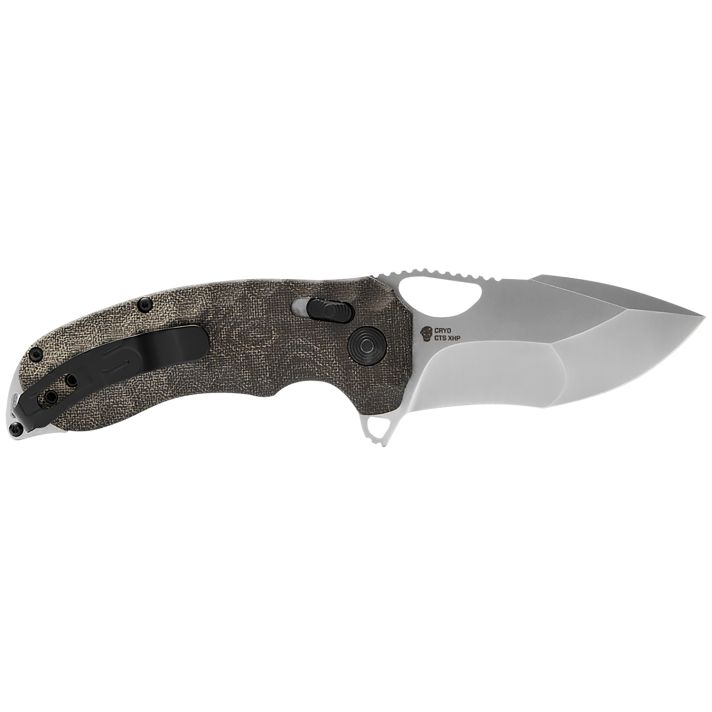S.O.G SOG12270157 Kiku XR 3.03" Folding Tanto Plain Satin CTS XHP Steel Blade Deep Textured Green Linen Micarta Handle Includes Belt Clip