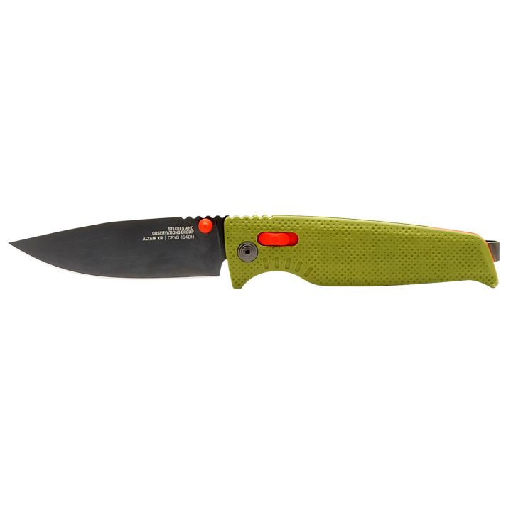 S.O.G SOG12790357 Altair XR 3.20" Folding Plain Bead Blasted Cryo CPM 154 SS Blade/ Field Green w/Stone Blue Accents GRN Handle