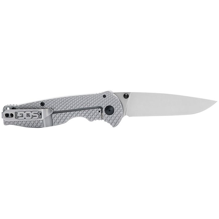 S.O.G SOG14180157 Flash FL 3.40" Folding Drop Point Plain Satin 4116 Stainless Steel Blade/Silver Stainless Steel Handle Includes Pocket Clip