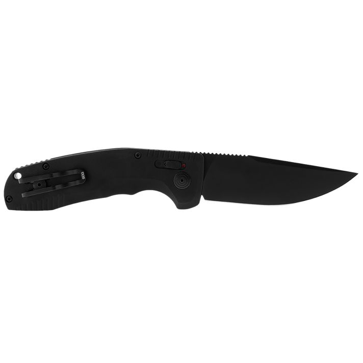 S.O.G SOG15380157 SOG-TAC Auto 3.43" Folding Plain Black TiNi Cryo D2 Steel Blade Black Micro-Textured Anodized Aluminum Handle Includes Pocket Clip
