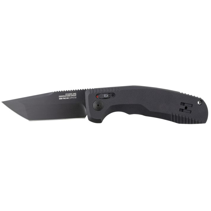 S.O.G SOG15380357 SOG-TAC Auto 3.43" Folding Tanto Plain Black TiNi Cryo D2 Steel Blade Black Micro-Textured Anodized Aluminum Handle Includes Pocket Clip