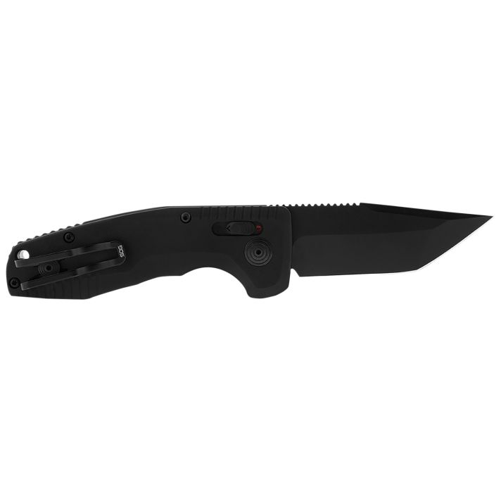 S.O.G SOG-15-38-10 SOG-TAC Auto Compact 2.94" Folding Tanto Part Serrated Black TiNi Cryo D2 Steel Blade Black Micro-Textured Anodized Aluminum Handle Includes Pocket Clip