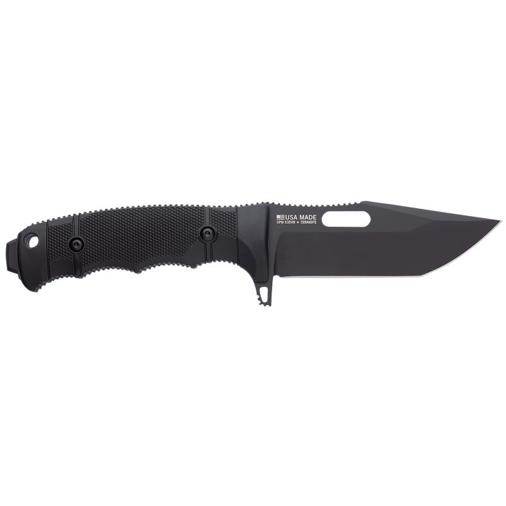 S.O.G SOG17210257 Seal FX 4.30" Fixed Tanto Plain Black Cerakote CPM S35VN SS Blade Black GRN/SS Handle Includes Sheath
