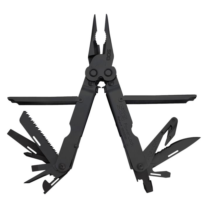 S.O.G SOG-B63N-CP Powerlock V-Cutter Black Oxide 420 Stainless Steel 7" Long Features 18 Tools w/Sheath
