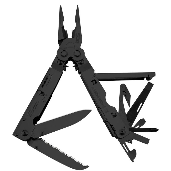 S.O.G SOGB66NCP PowerAssistBlack Oxide 420 Stainless Steel 7" Long Features 16 Tools w/Sheath