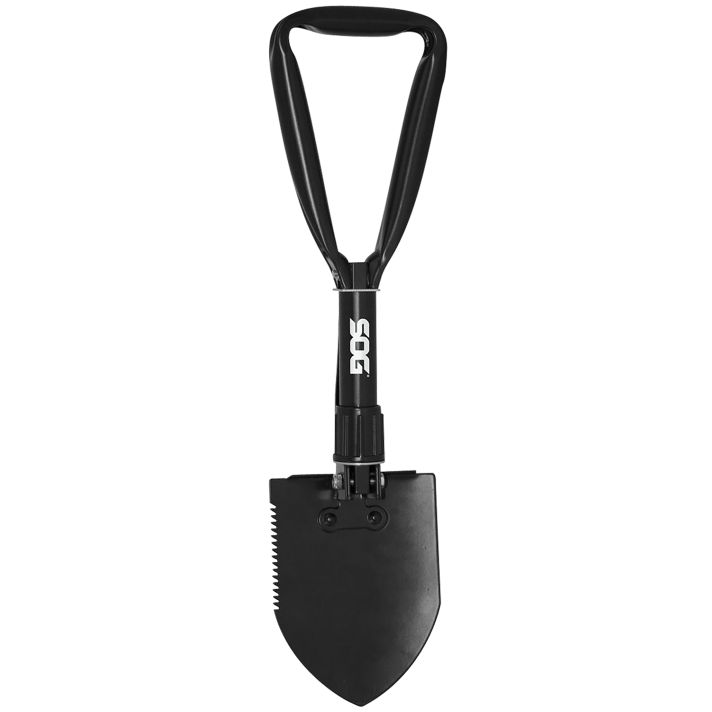 S.O.G SOGF08N Entrenching ToolFolding Shovel Plain/Serrated Blade Black Powder Coated High Carbon Steel Handle 18.25" Long Includes Sheath