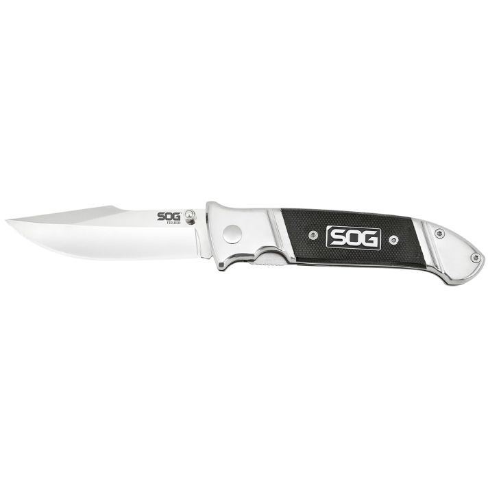 S.O.G SOG-FF38-CP Fielder3.30" Folding Clip Point Plain Satin 7Cr17MoV SS Blade Black G10 Handle Includes Belt Clip