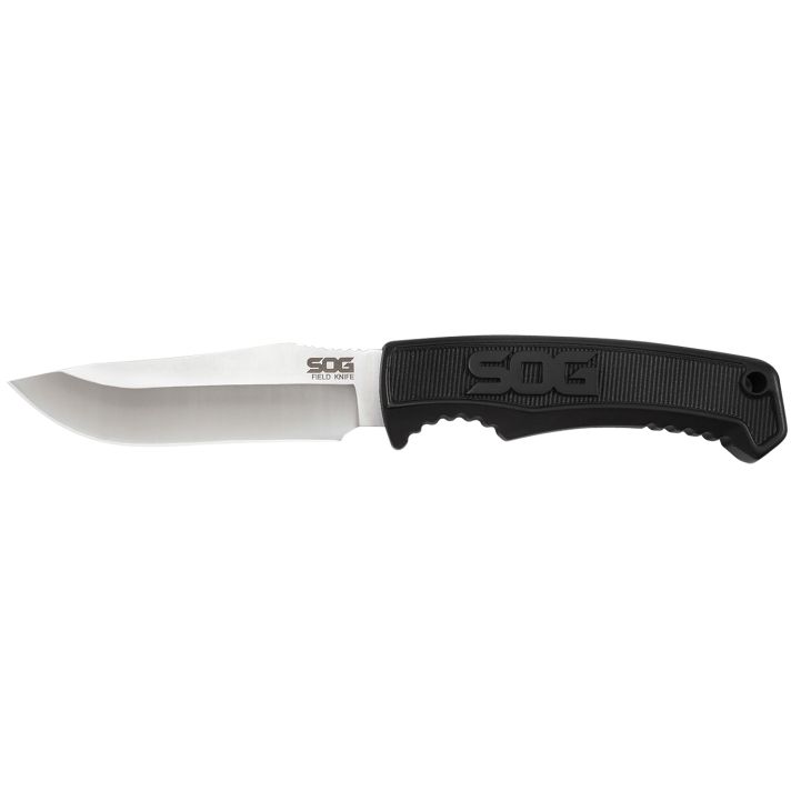 S.O.G SOGFK1001CP Field4" Fixed Clip Point Plain Satin 7Cr17MoV SS Blade Black TPR Handle Includes Sheath