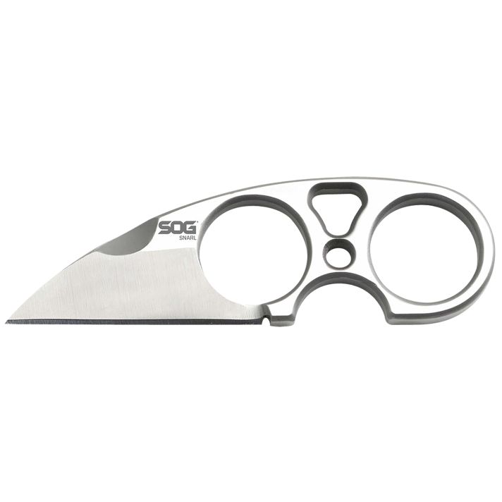 S.O.G SOG-JB01K-CP Snarl2.30" Fixed Plain Sheepsfoot Satin 9Cr18MoV SS Blade/ Silver Stainless Steel Handle