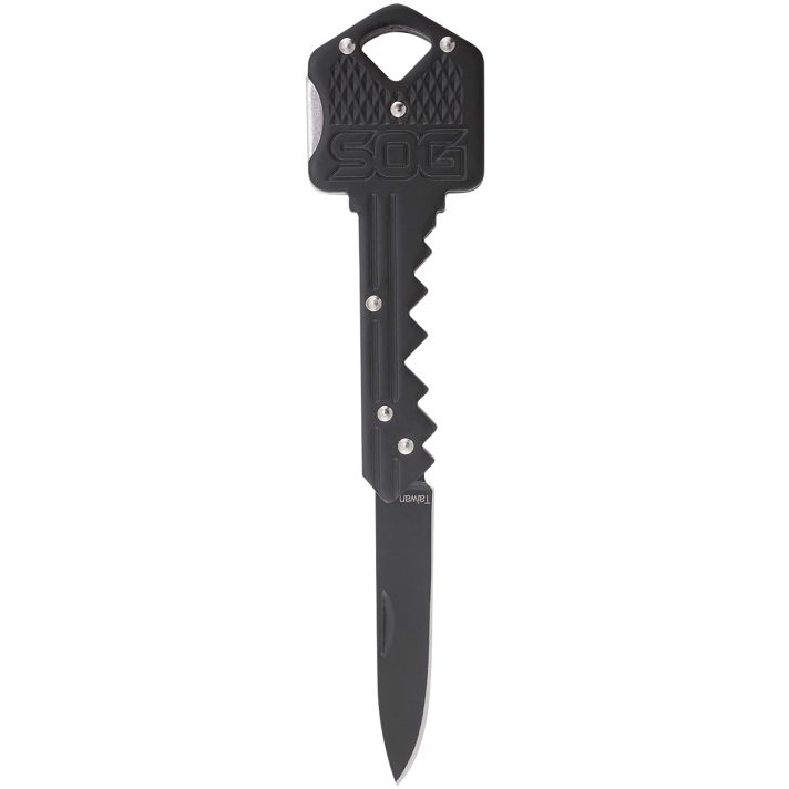 S.O.G SOGKEY101 Key1.50" Folding Plain Drop Point Black Hardcased 5Cr13MoV SS Blade/Black Stainless Steel Handle
