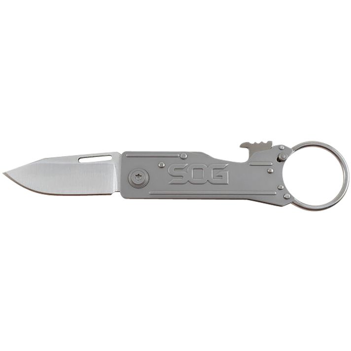 S.O.G SOG-KT1001-C KeyTron1.80" Folding Plain Clip Point Grey 5Cr13MoV SS Blade/ Grey Stainless Steel Handle