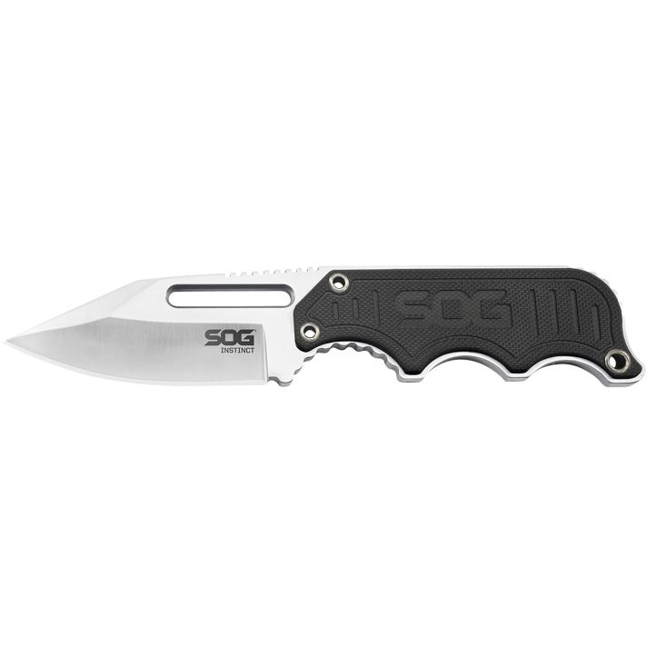 S.O.G SOG-NB1012-C Instinct2.30" Fixed Clip Point Plain Satin Polished 5Cr15MoV SS Blade Black/Silver G10/SS Handle Includes Sheath