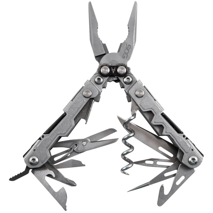 S.O.G SOG-PL1001-C PowerLitreStonewashed 5Cr15MoV Stainless Steel 5.10" Long Features 19 Tools
