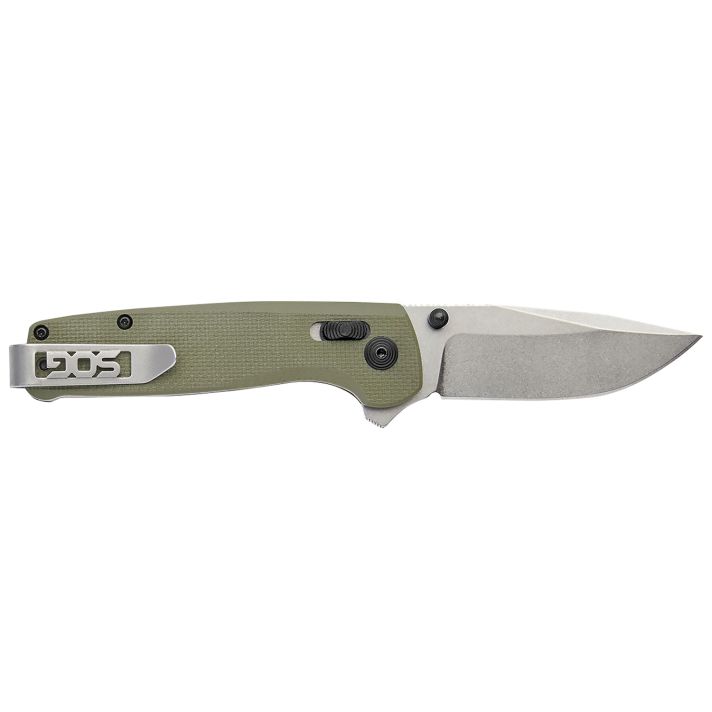 S.O.G SOGTM1022CP Terminus XR 2.95" Folding Plain Clip Point Stone Washed D2 Steel Blade/Olive Drab Textured G10 Handle