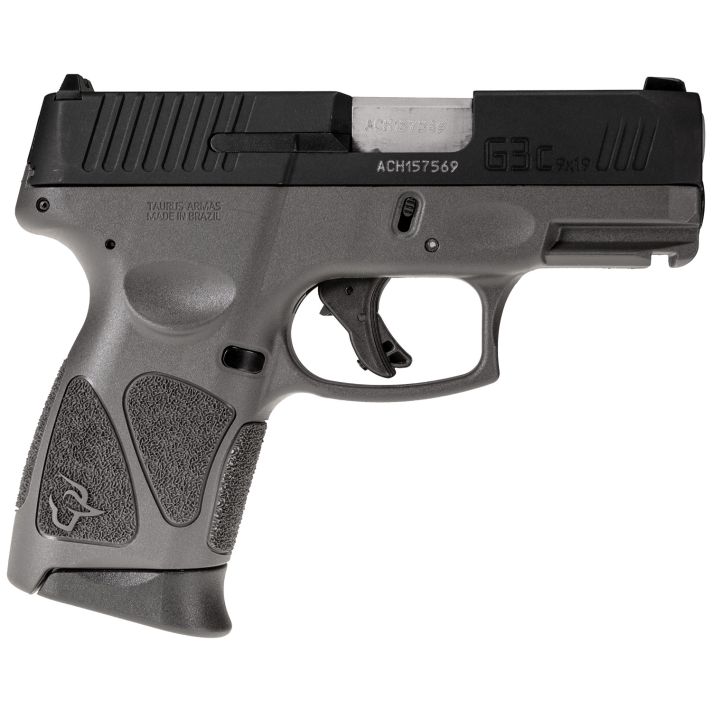 Taurus 1G3C931G G3CCompact Frame 9mm Luger 12+1 3.26" Matte Stainless Steel Barrel, Matte Black Tenifer Serrated Steel Slide, Gray Polymer Frame w/Picatinny Rail, Gray Polymer Grip, Right Hand