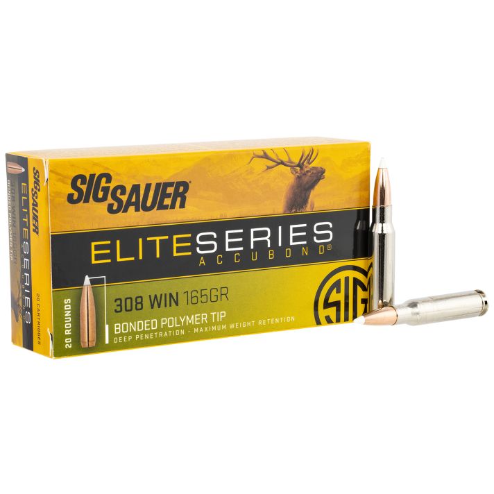 Sig Sauer E308AB16520 Elite Hunting308Win 165gr Nosler AccuBond 20 Per Box/10 Case