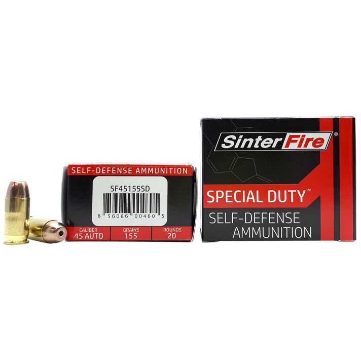 SinterFire Inc SF45155SD Special Duty (SD)45ACP 155gr Lead Free Frangible Hollow Point 20 Per Box/10 Case