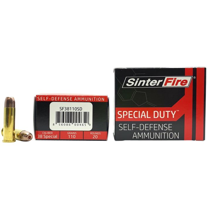 SinterFire Inc SF38110SD Special Duty (SD)38Special 110gr Lead Free Frangible Hollow Point 20 Per Box/10 Case