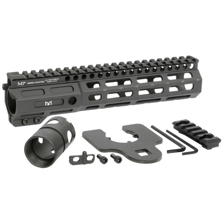 Midwest Industries MINF925 Night Fighter9.25" M-LOK Black Hardcoat Anodized Aluminum Includes Barrel Wrench, Nut, & 5 Slot Rail