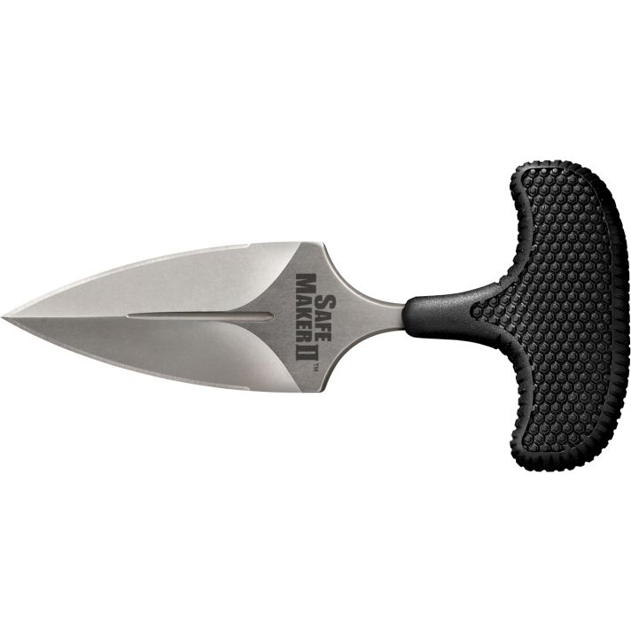 Cold Steel CS12DCST Safe Maker II 3.25" Fixed Spear Point Plain Stone Washed AUS-8A SS Blade/ Black Textured Kray-Ex Handle Includes Sheath