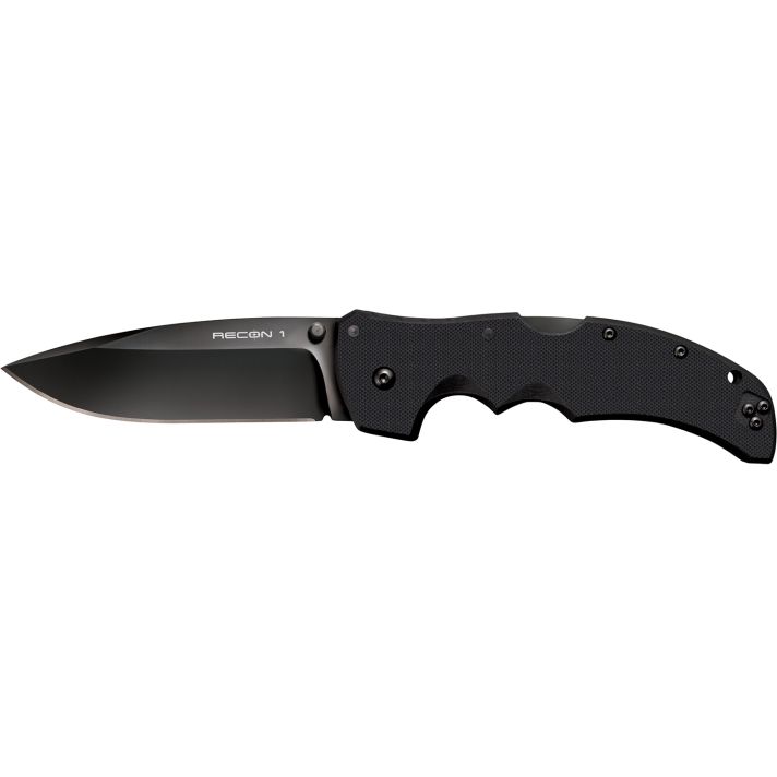 Cold Steel CS27BS Recon 1 4" Folding Spear Point Plain DLC Coated American S35VN Blade/Black G10 Handle Includes Pocket Clip