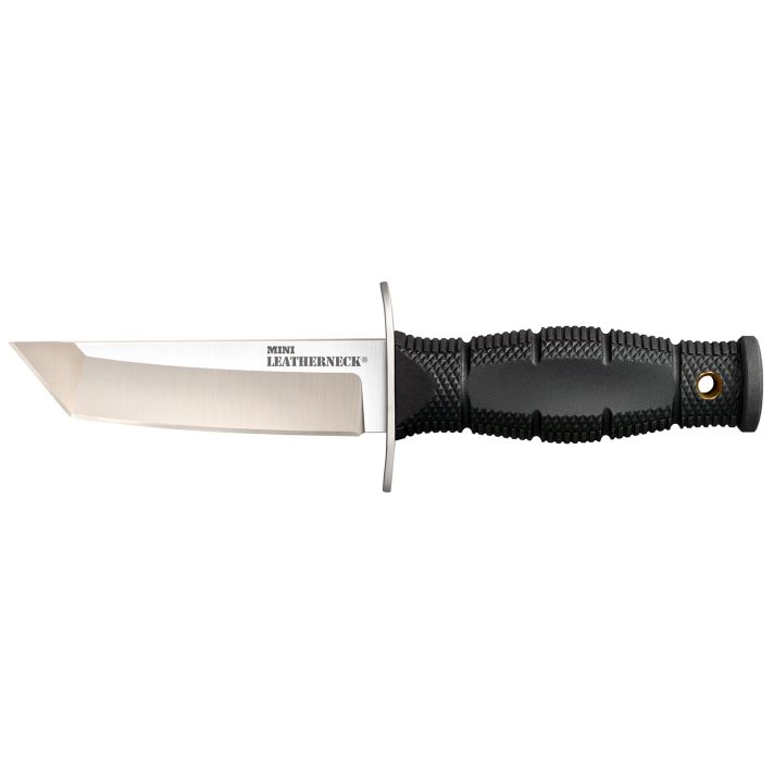 Cold Steel CS39LSAA LeatherneckMini 3.50" Fixed Tanto Plain Satin 8Cr13MoV SS Blade/3.25" Black Deep Checkered w/Double Quillon Guard Kray-Ex Handle Includes Sheath