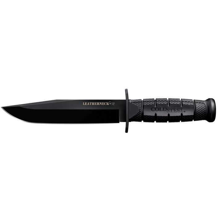 Cold Steel CS39LSFC Leatherneck Semper-Fi 6.75" Fixed Clip Point Plain Black Matte Powder Coat D2 Steel Blade/5" Black Deep Checkered w/Double Quillon Guard Griv-Ex Handle Includes Belt Loop/Sheath