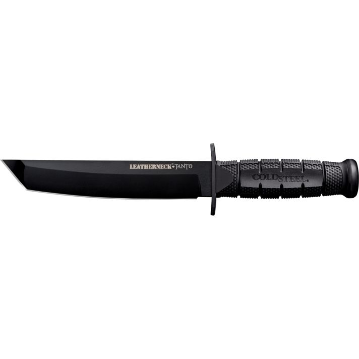 Cold Steel CS-39LSFCT Leatherneck7" Fixed Plain Tanto Black Matte Powder Coat German D2 Steel Blade/Black Deep Checkered w/double Quillon Guard/ Griv-Ex Handle