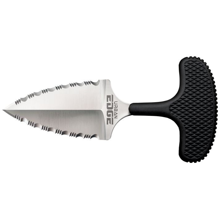 Cold Steel CS43XLSS Urban Edge2.50" Fixed Serrated Stone Washed Japanese AUS-8A SS Blade/Black Textured Kray-Ex Handle
