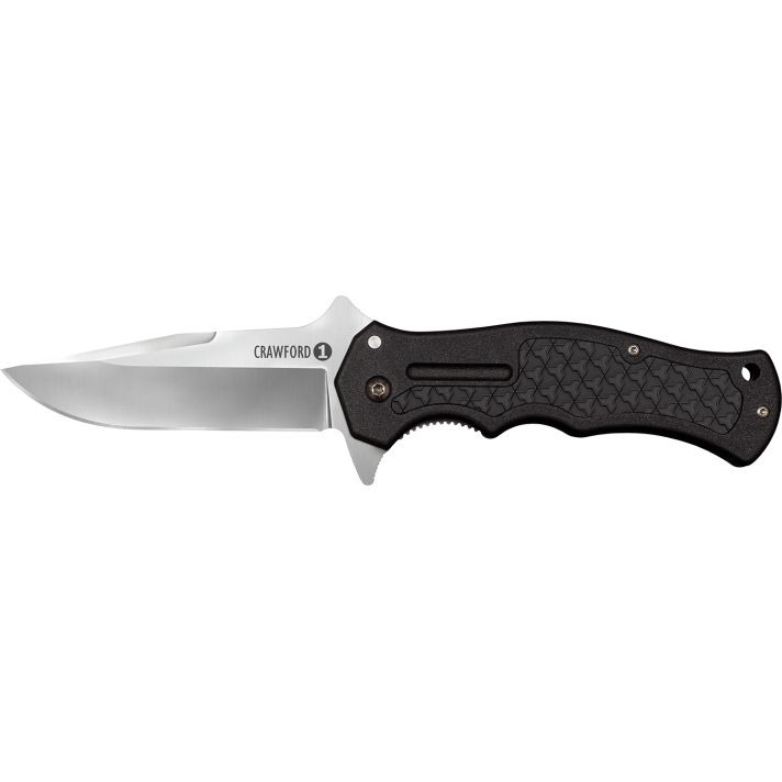 Cold Steel CS20MWCB Crawford 1 3.50" Folding Clip Point Plain 4034 SS Blade Black w/Traction Inlays GRN Handle Includes Pocket Clip