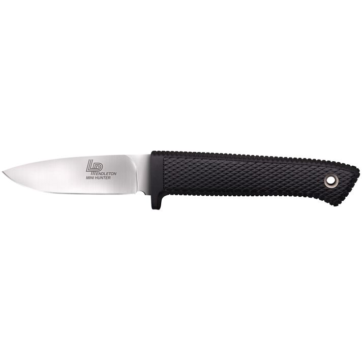 Cold Steel CS-36LPMF Pendleton Mini Hunter 3" Fixed Plain Stone Washed American CPM 3V High Carbon Steel Blade/Black Textured Kray-Ex Handle Includes Sheath