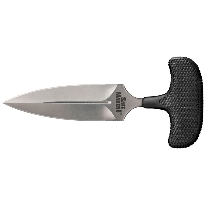 Cold Steel CS12DBST Safe Maker I 4.50" Fixed Spear Point Plain Stone Washed AUS-8A SS Blade/ Black Kray-Ex Handle Includes Sheath