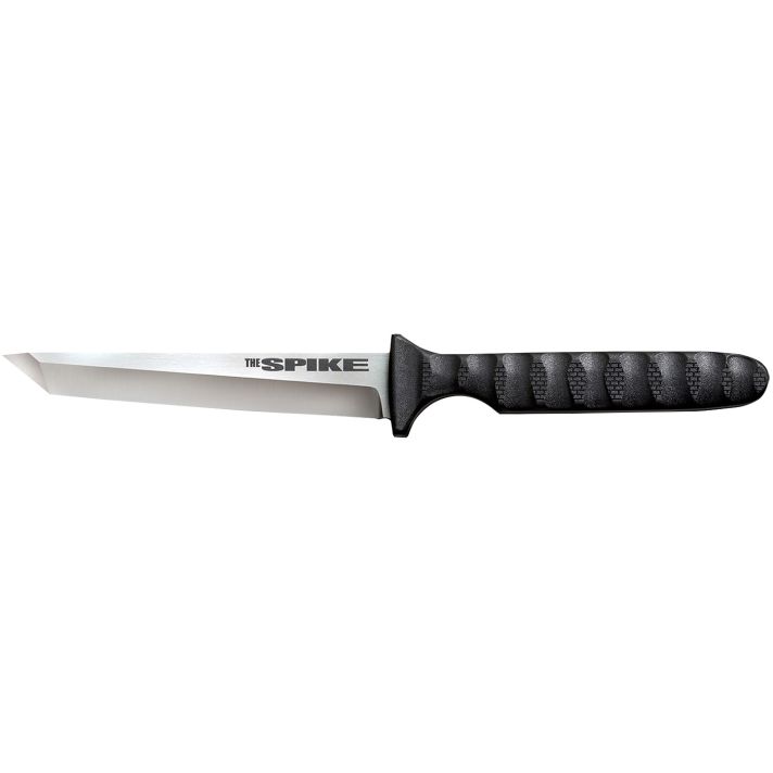 Cold Steel CS-53NCT Spike4" Fixed Tanto Plain Cryo 4116 SS Blade/Black Scalloped Griv-Ex Handle Includes Bead Chain Lanyard/Sheath