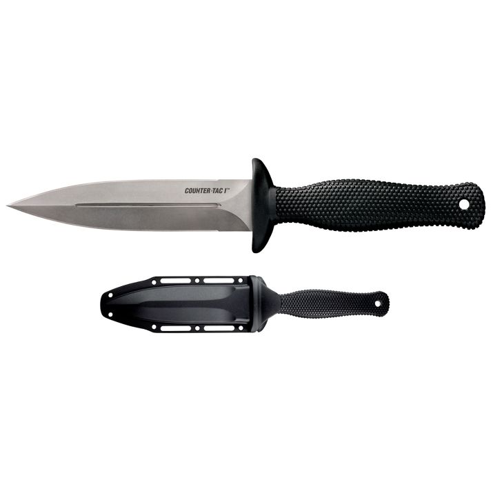 Cold Steel CS10BCTL Counter TAC I 5" Fixed Spear Point Plain Stone Washed AUS-8A SS Blade/ Black Textured Kray-Ex Handle Includes Belt Clip/Sheath