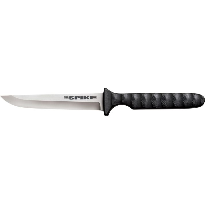 Cold Steel CS-53NCC Spike4" Fixed Drop Point Plain Cryo 4116 SS Blade/Black Scalloped Griv-Ex Handle Includes Bead Chain Lanyard/Sheath