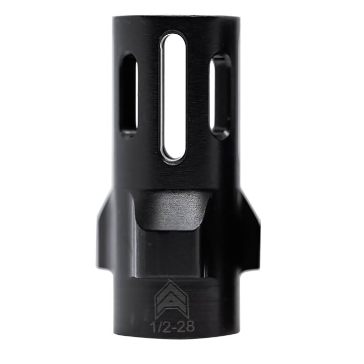 Angstadt Arms AA093LHB28 Flash HiderBlack Hardcoat Anodized Steel with 1/2"-28 tpi Threads 1.42" OAL for 9mm Luger