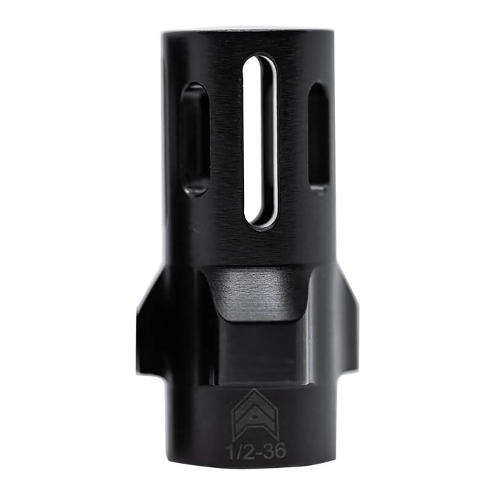 Angstadt Arms AA093LHB36 Flash HiderBlack Hardcoat Anodized Steel with 1/2"-36 tpi Threads 1.42" OAL for 9mm Luger