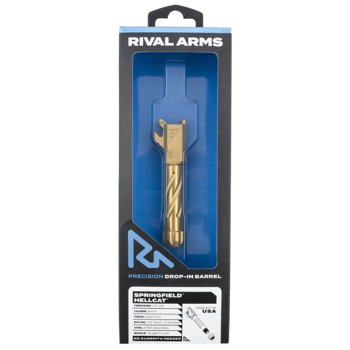 Rival Arms RA-RA20H101E Precision V1 Gold PVD Stainless Steel Spiral Fluted Threaded for Springfield Hellcat