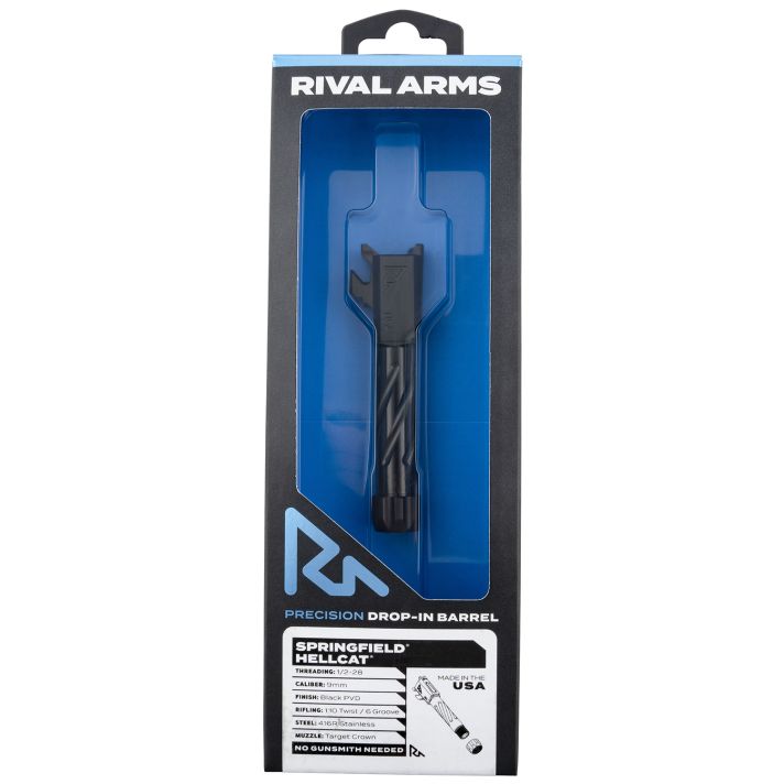 Rival Arms RA-RA20H102A Precision V1 Black PVD Stainless Steel Spiral Fluted Threaded for Springfield Hellcat