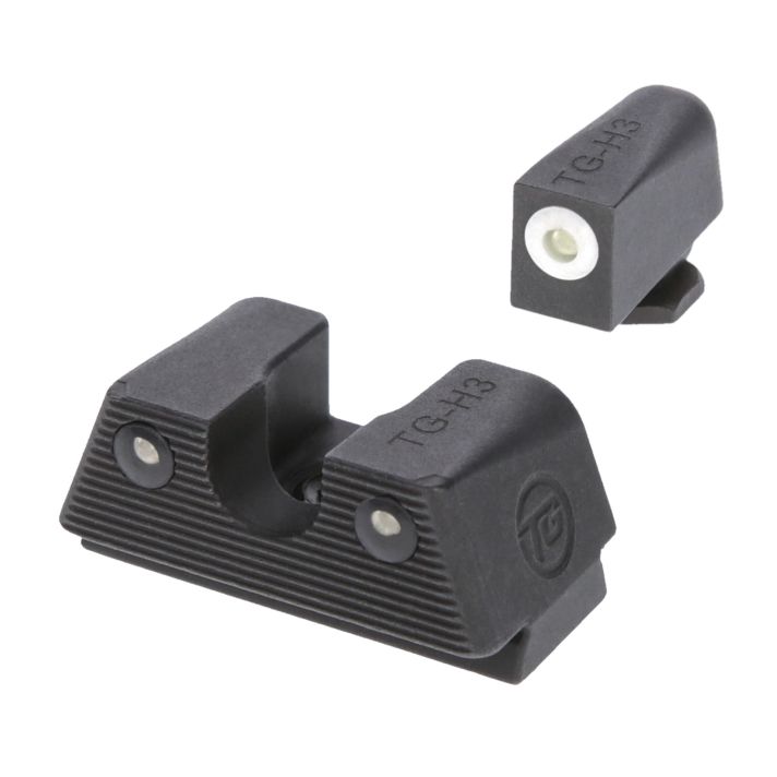 TruGlo TGTG231G1XW Tritium XLow, White Outline Tritium Front/ Green Tritium Rear/Black Nitride Fortress Frame, Compatible w/Most Glock Except MOS, Front Post/Rear Dovetail Mount