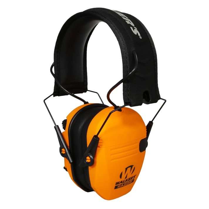 Walker's GWPRSEMBLZ Razor Slim Electronic Muff 23 dB Over the Head Blaze Orange/Black Polymer