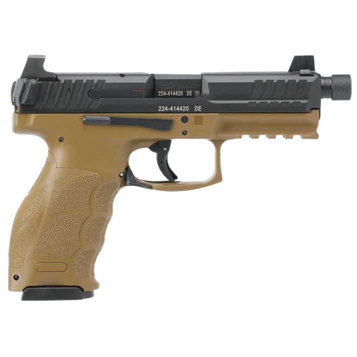 HK 81000776 VP9 Tactical 9mm Luger 17+1 4.70" Black Steel Threaded Barrel, Black Serrated Steel Slide, Flat Dark Earth Polymer Frame w/Picatinny Rail,Ambidextrous