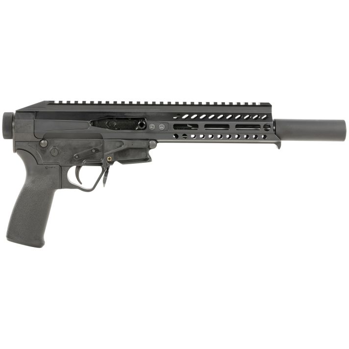 Patriot Ordnance Factory 01837 Rebel22 LR 8" Barrel w/Faux Suppressor, Black Anodized Upper Receiver/Polymer Lower, 7" M-LOK Free-Float Handguard, QD Endcap, MFT Grips, Accepts 10/22 Magazines