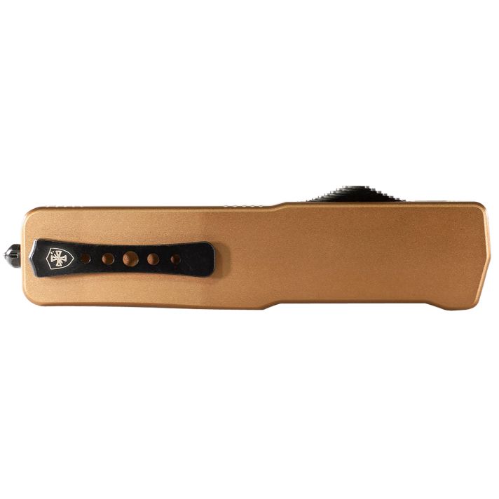 Templar Knife LAAB121 Premium LWLarge 3.50" OTF Dagger Plain Black Oxide Stonewashed Powdered D2 Steel Blade, 5.25" Bronze Anodized Aluminum Handle