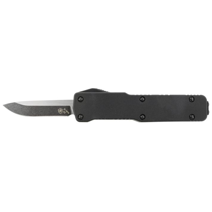 Templar Knife CABR321 Premium LWMicro 1.85" OTF Drop Point Plain Black Oxide Stonewashed D2 Steel Blade, 3.50" Black Aluminum Handle, California Legal