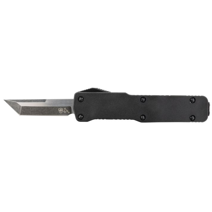 Templar Knife CABR221 Premium LWMicro 1.85" OTF Tanto Plain Black Oxide Stonewashed D2 Steel Blade, 3.50" Black Aluminum Handle, California Legal