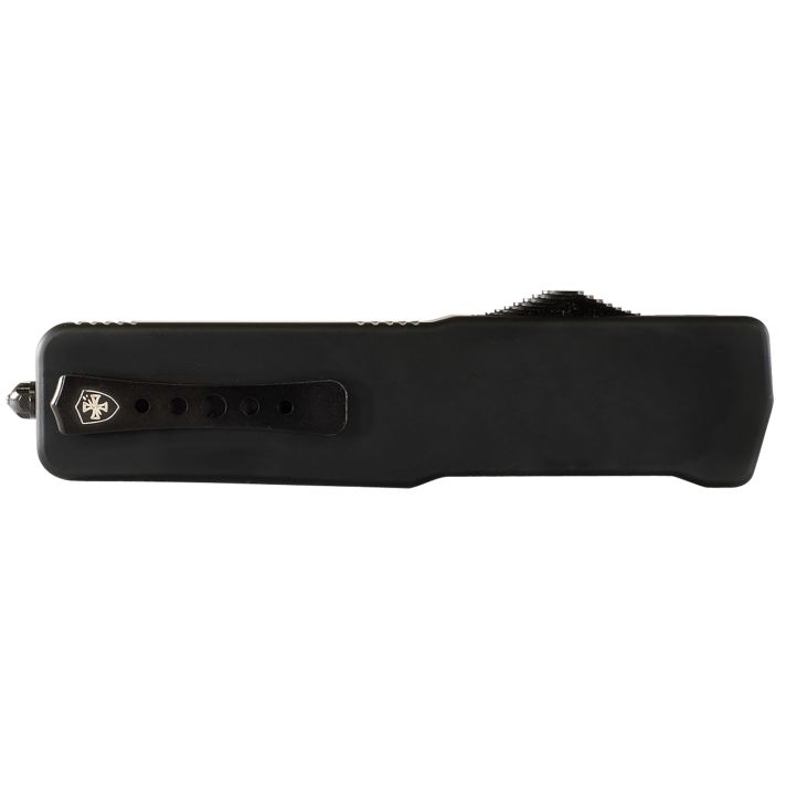 Templar Knife MZBR121 Premium WeightedSlim 3.16" OTF Dagger Plain Black Oxide Stonewashed D2 Steel Blade, 4.93" Black Aluminum/Rubber Handle