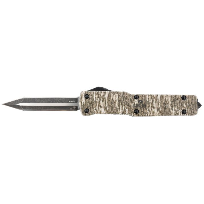 Templar Knife MZMOB121 Premium WeightedSlim 3.16" OTF Dagger Plain Black Oxide Stonewashed D2 Steel Blade, 4.93" Mossy Oak Bottomland Aluminum Zinc Alloy Handle