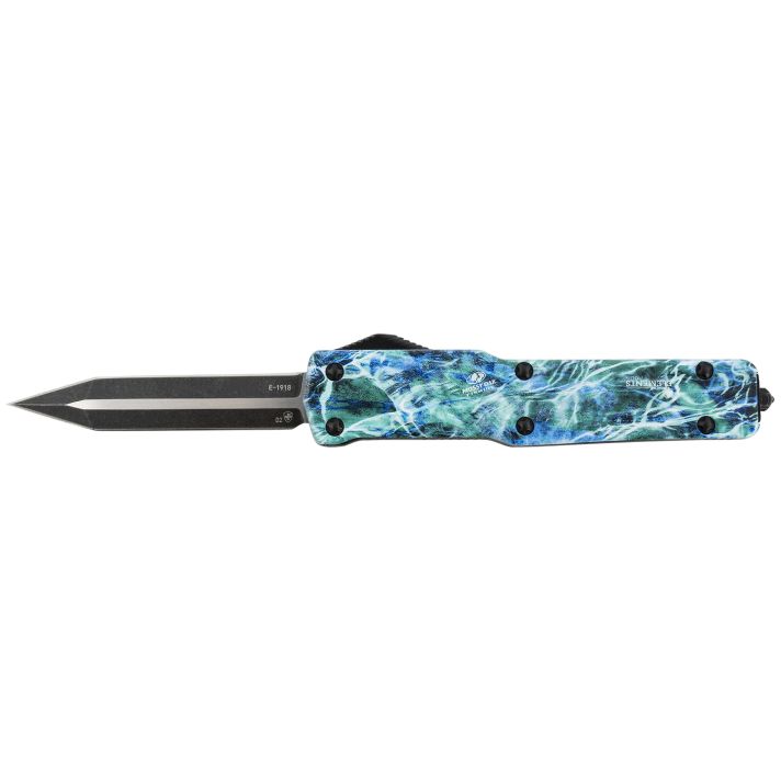 Templar Knife MZMOS121 Premium WeightedSlim 3.16" OTF Dagger Plain Black Oxide Stonewashed D2 Steel Blade, 4.93" Mossy Oak Seafoam Aluminum Zinc Alloy Handle